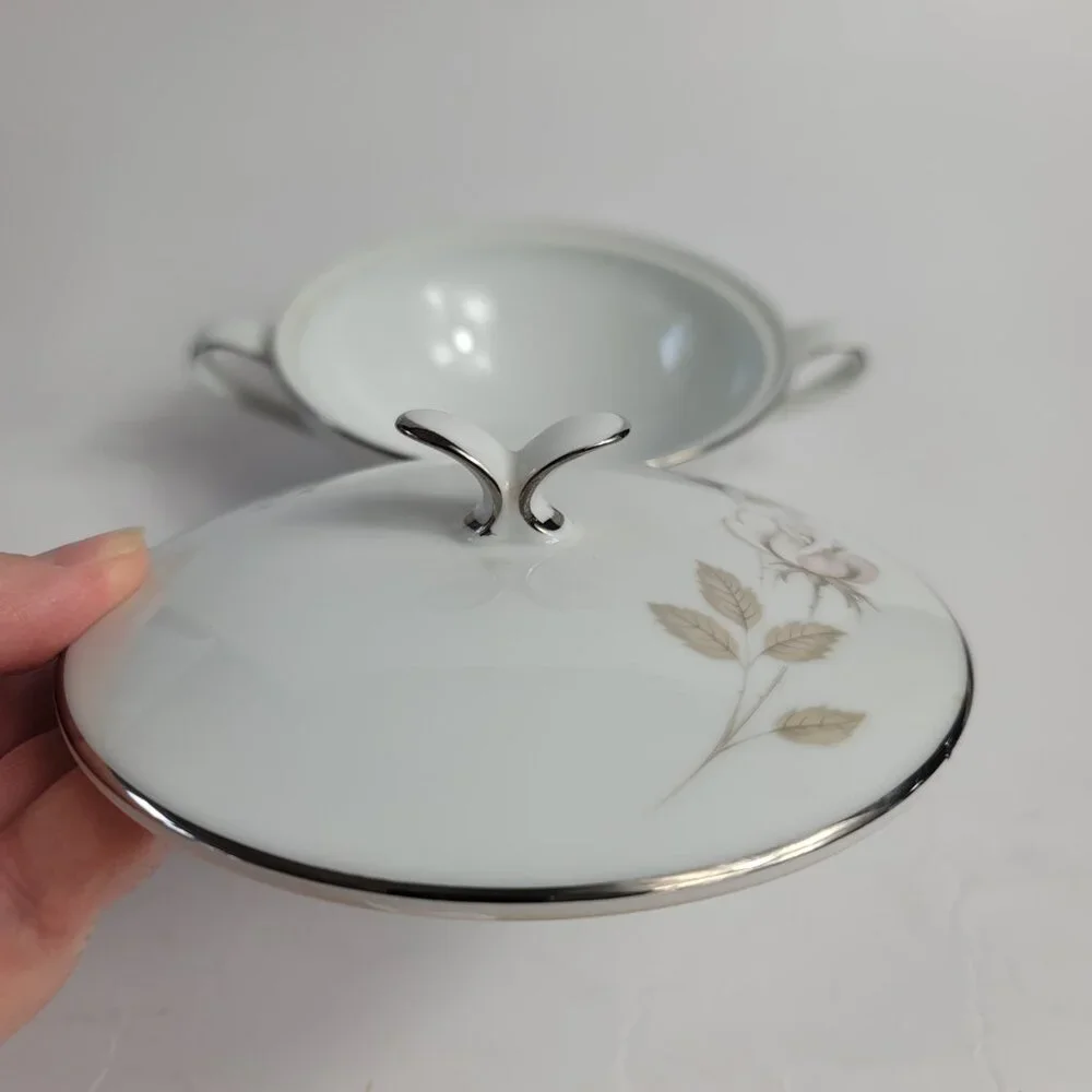 Noritake Sweet Talk Sugar Bowl & Lid White with Pink & White Roses